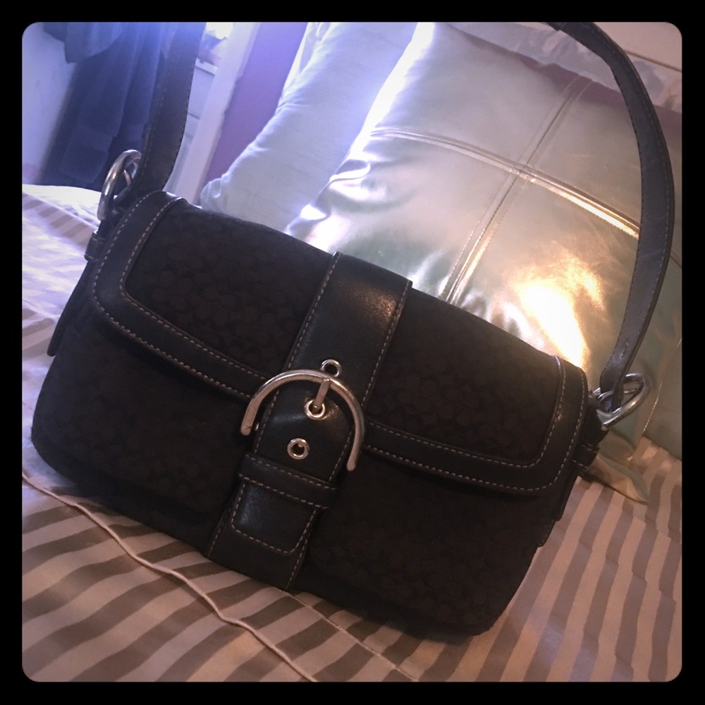 COACH Signature Jacquard & Leather Purse Handbag